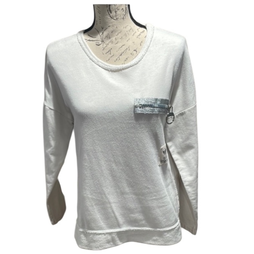 1052 Tempo Paris Elegant‎ White Long Sleeve Top